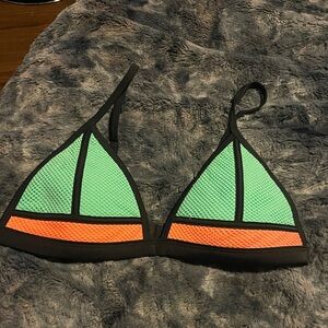 Triangl Swimwear Orange and Black Bikini Top